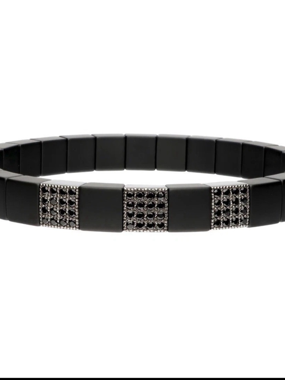 Roberto Demeglio Ceramic Stretch Bracelet with 18 Black Gold and Black Diamonds